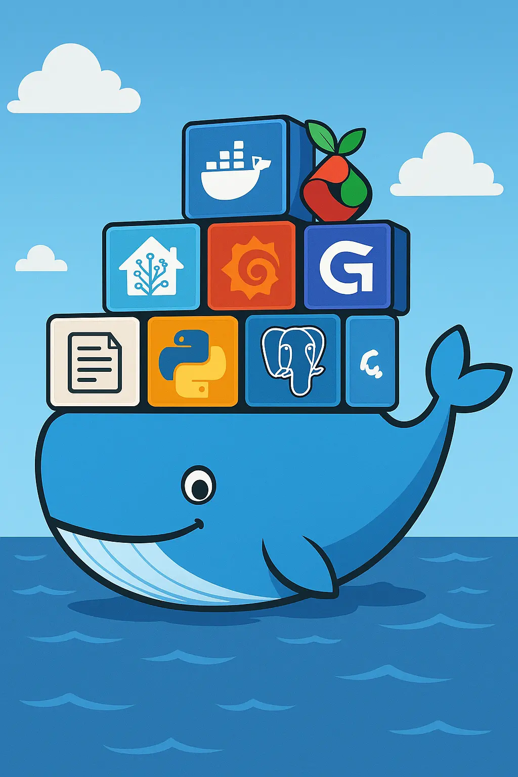 Docker logos auf einem Server-Rack Hintergrund