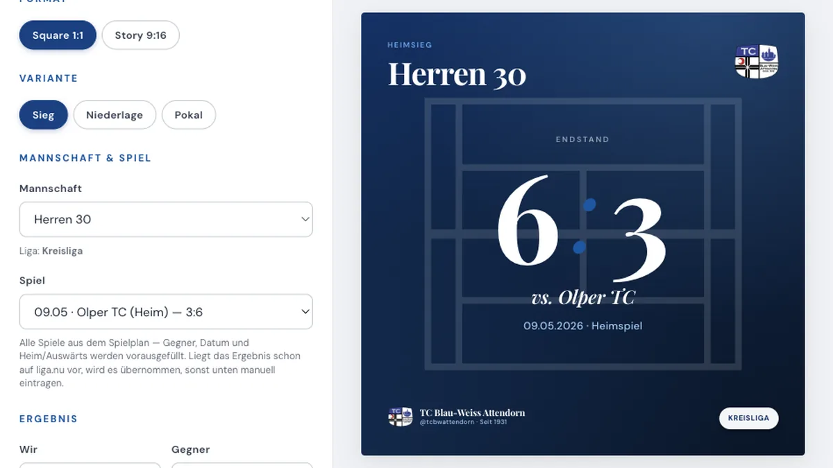 Formular zur Erzeugung einer Match-Ergebnis-Grafik