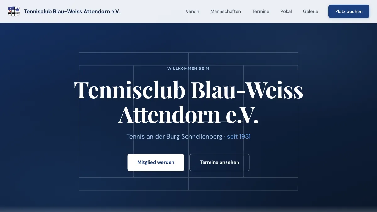 Startseite des TC Blau-Weiß Attendorn